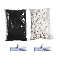 Kit Filtragem Para Aquarios e Lagos Carvão 250g + Midia Bio 500ml Com Bag