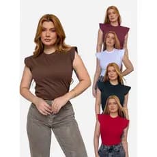 Blusas Muscle Tee Feminina Estilosa Casual Manga Curta Algodão Tendência