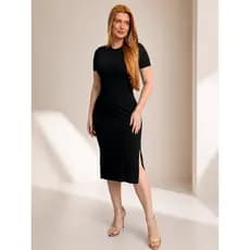 Vestido Midi Muscle Tee Feminino Com Fenda Lateral e Bolsos Soltinho 100% Algodão Casual