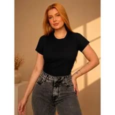 T-Shirt Feminina Camiseta Manga Curta Blusa Básica Lisa 100% Algodão Premium