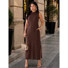 Vestido Feminino Longo Soltinho Tendência Moda Blogueira Casual Elegante Algodão