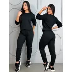 Conjunto Moletom Feminino Calça Jogger Blusa de Frio Casaco Flanelado Agasalho Inverno Premium