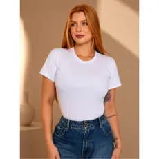 T-shirt Básica Feminina Camiseta Lisa Malha 100% Algodão Blusa Casual