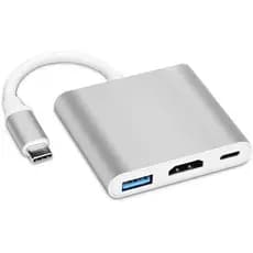 Adaptador multiportas USB C para HDMI, hub 3 em 1 tipo C com saída Thunderbolt 3 para HDMI 4K/porta USB 3.0