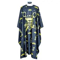 Capa Corte Barbeiro Cabeleireiro Preta E Amarelo Microfibra Profissional