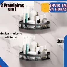 Kit 2 Prateleiras de Banheiro multiuso de canto Porta Shampoo Prateleira em L