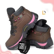 Botina Feminina Bota Coturno Adventure + Relógio LED