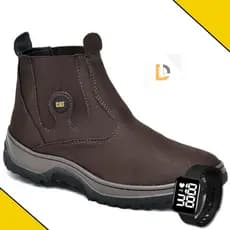 Bota Masculina  Botina Coturno CAT Estilo Texana Calce Facil + Relógio aprova d'agua
