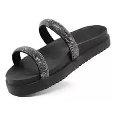 Papete Sandalia Feminina Birken Strass Confort Leve Plataforma