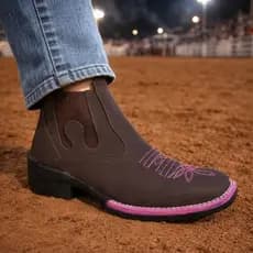 Botina Feminina  Texana Coutry Bota Calce Facil Estilo Western Bico Quadrado