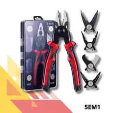 Kit Alicate 5 em 1 Cortador Cabos Crimpador Cabo Emborrachado Eletricista