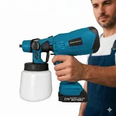 Pistola De Pintura Elétrica 1L + Bateria Extra + 3 Bicos - Pulverizador Profissional Bivolt Sem Fio
