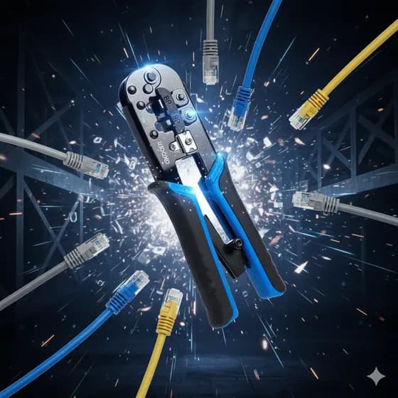 Alicate de Crimpagem Profissional RJ45 RJ11 3 em 1 – Corte, Desencape e Crimpe com Precisão
