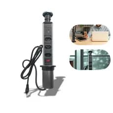 Torre de Tomada Multiplug 10A USB Retratil Tipo-C Embutir Mesa Bancada