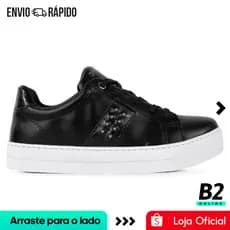 Tênis Ramarim Casual Detalhe Enfeite Feminino Preto Original Com Nota Fiscal e Garantia