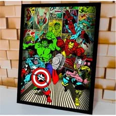 Quadro Decorativo Super-Herois Marvel Hulk Homem de ferro Wolverine Capitão América