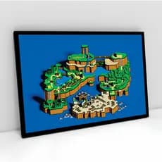 Quadro Decorativo Mapa Mario Word Mario Luige Yoshi Jogo Gamer Para Sala Quarto Cozinha Hall