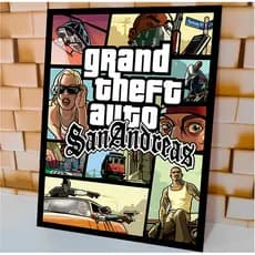 Quadro Decorativo GTA San Andreas Capa Game Grand Thief Auto Gamer Geek Para Quarto Sala Escritório