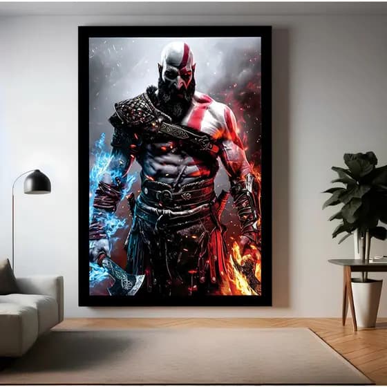 Quadro Decorativo God Of War Kratos Deus Da Guerra Jogo Gekk Gamer Nostalgia Zeus Odin