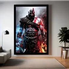 Quadro Decorativo God Of War Kratos Deus Da Guerra Jogo Gekk Gamer Nostalgia Zeus Odin