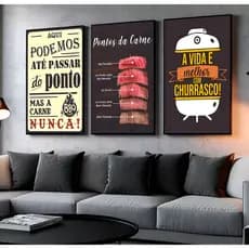 Quadro Decorativo Churrasco Pontos Da Carne Cantinho do Churrasco Área Gourmet Carnes
