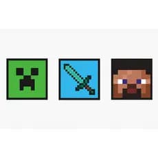 Quadro Decorativo Minecraft Creeper Espada Steve Infantil 20x20cm