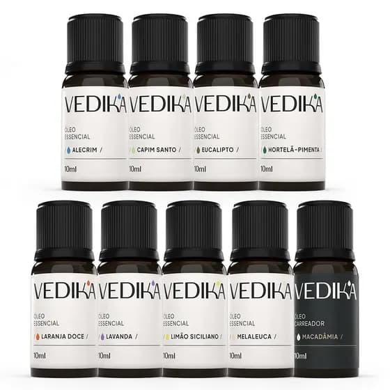 Óleos Essenciais Vedika - Aromaterapia Pura e Natural - 100% Veganos