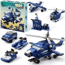 Kit De Blocos De Montar De 1000 Peças Helicoptero Policia