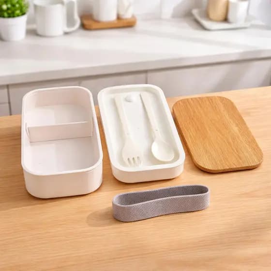 Kit Marmiteira Porta Alimentos 900ml Com Talheres Branca Refeição Transporte Seguro