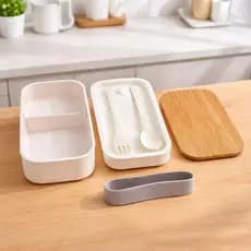 Kit Marmiteira Porta Alimentos 900ml Com Talheres Branca Refeição Transporte Seguro