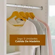 Kit 3 Cabides de Madeira Para Roupas Com Rachadura para Alça Suporte Conjunto 3 Peças
