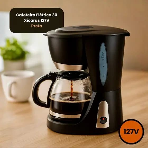 Cafeteira Eletrica 127V 1,2 Litros Preta 1200ml