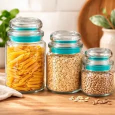 Kit 3 Potes Herméticos Vidro Tampa Silicone Conservação Alimentos
