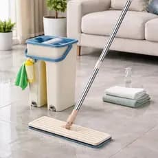 Esfregão Mop Giratório com Balde de Centrifuga com 2 Refis Removível