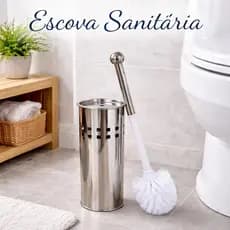 Kit Escova Sanitária Banheiro com Suporte Inox Durável Higienico