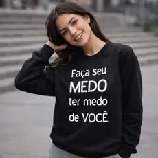 Moletom Feminino Gola Careca Estampado | Blusa de Frio Feminina Confortável e Estilosa
