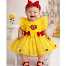 Fantasia Infantil Princesa Bela luxo - Conforto e Estilo para Festas vestido infantil