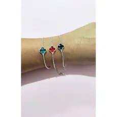 Pulseira Prata 925 Feminina Trevo da Sorte Ajustável com 18cm  |  Presente com Significado nas Cores
