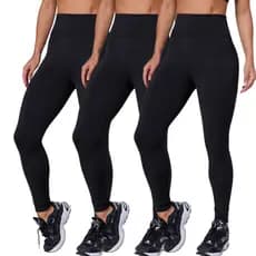 Kit 3 Calça Legging Leg Lisa Cintura Alta Suplex Academia