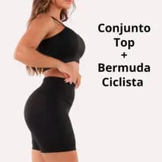 Conjunto Feminino Top com Bojo e Bermuda Ciclista Suplex Alta Cintura –  Kit para Treino e Dia a Dia