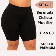 Kit 2 Shorts Bermuda Plus Size Ciclista Cós Duplo Academia