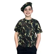 Camiseta Camuflada Infantil  do Exército + Boina