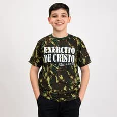 Camiseta Camuflada Infantil Exercito de Cristo