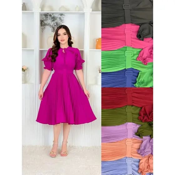 vestido plissada manga babadonovo moda feminina cod 101