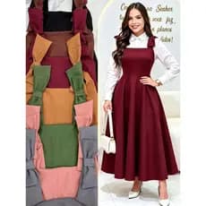 VESTIDO ALFAIATARIA ALÇA LARGA COM LAÇO CÓD 02 MODA EVANGÉLICA ( não acompanha camisa)