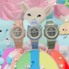 [S508] Relógio original DHP à prova d'agua infantil desenho gato panda coelho presente esporte