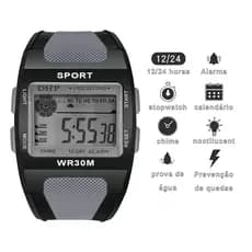 [225] Relógio original digital à prova d'agua masculino esportivo presente da moda alarme/cronômetro