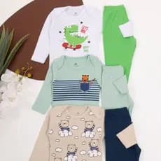Kit 8 Peças de Roupas para Bebê 4 body+4 calças/mijão - Kit com 4 body + 4 Mijão de Roupa Infantil Bebe