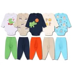 Kit 8 Peças de Roupas para Bebê 4 body+ 4 calças/mijão - Promoção - Kit com 4 body + 4 Mijão de Roupa Infantil Bebe