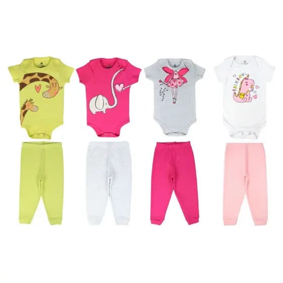 Kit 6 Peças de Roupas para Bebê 3 Body - Promoção - Kit com 3 Body de Roupa Infantil Bebe Barato